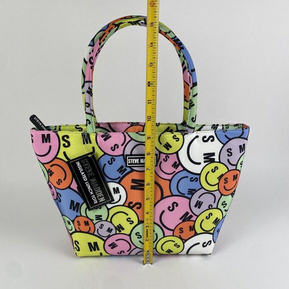 Steve‎ Madden Insulated Mini Lunch Tote Multi Color Zip Smiley Face Brand New - Picture 10 of 11